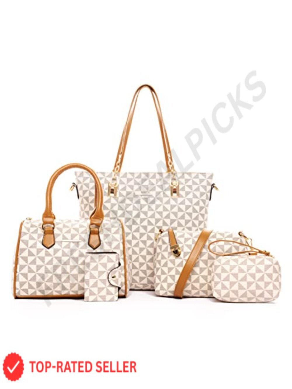 Women's Satchel Shoulder Bag Tote Set Faux Leather Office Handbag with Clutch